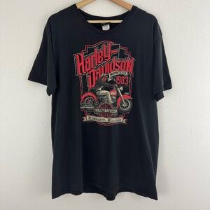 HARLEY DAVIDSON Black Devil Biker Twister City Kansas Wisconsin Graphic Tee